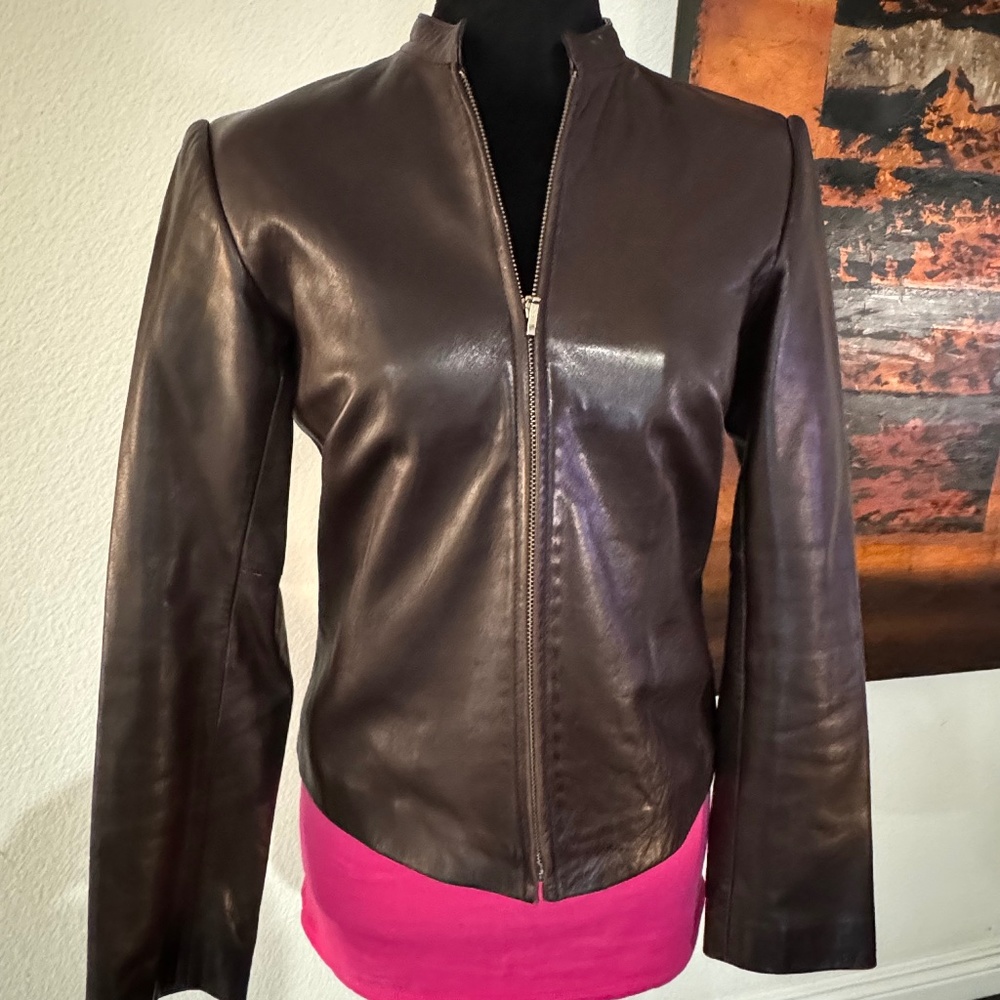 Vintage Ann Taylor Brown Leather Jacket - XS